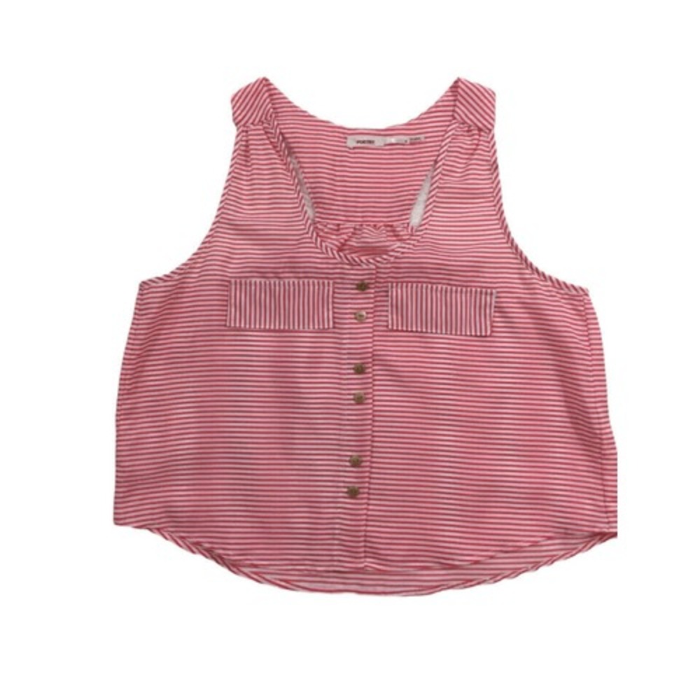 Poetry Red White Striped Crop Top Sleeveless Tank Size Small